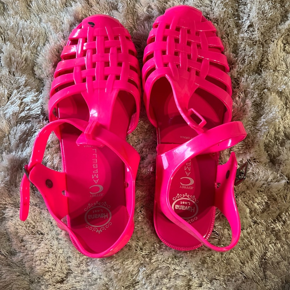 Play by Jeffery Campbell Neon Pink jelly sandals Sz 8 - Picture 3 of 4